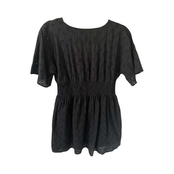 Albion Fit Smocked Dress Swimsuit Coverup Black Eyelet Size M - Picture 6 of 7